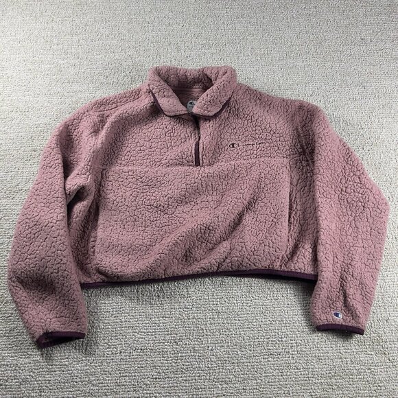 Champion Tops - Champion Cropped Sherpa 1/4 Zip Pullover Women’s Size Large